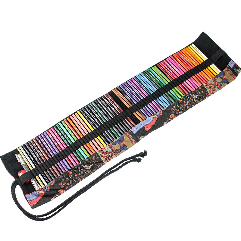 Premium Kunstenaar Kleurpotlood 72Pcs Kleur Potlood Set Handgemaakte Canvas Potlood Wrap Extra Accessoires Inbegrepen Potloden