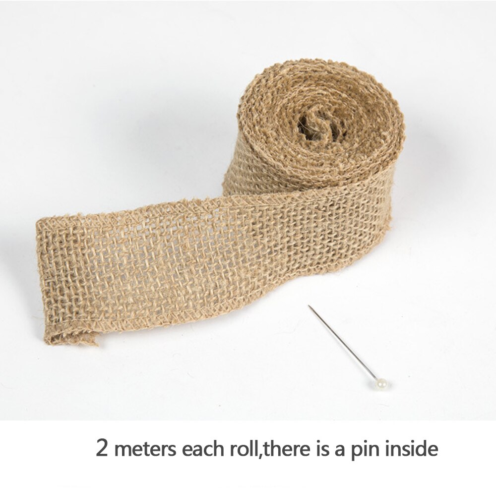 2m/ rullar jute säckväv band naturlig hampa vävband diy off white väska material bröllopsfest hantverk dekorativt varpväv