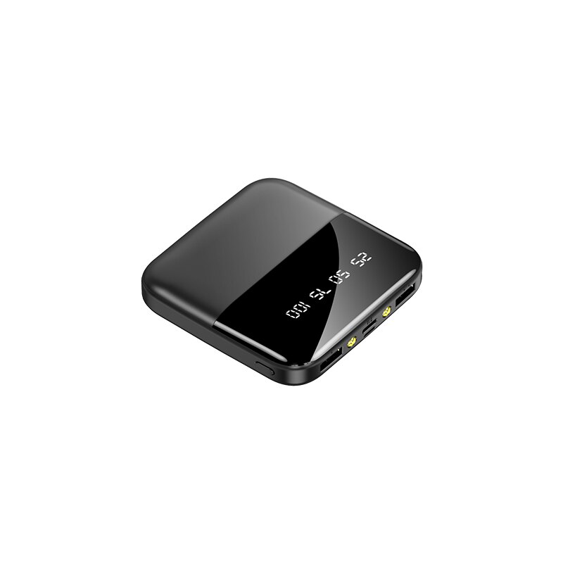 20000mAh Mini Power Bank Fast Charger for All smartphones 2 USB LCD Type C Portable Charging Powerbank Power Bank: Black