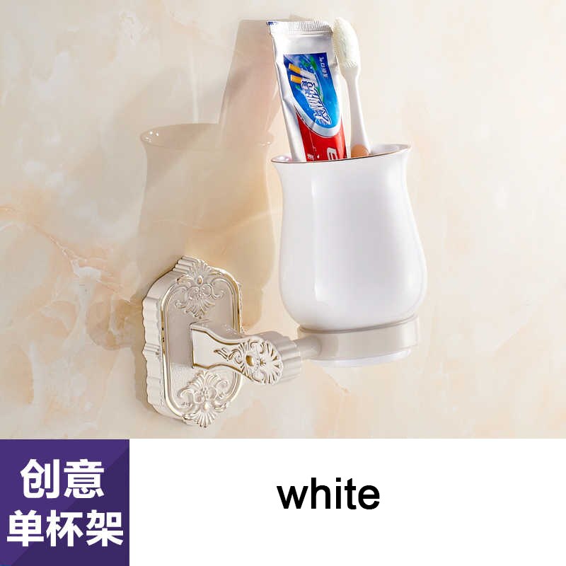 Antieke badkamer enkele bekerhouder massief keramiek retro gesneden brons gouden houder tandenborstel beker- en bekerhouders wit  -618: Wit