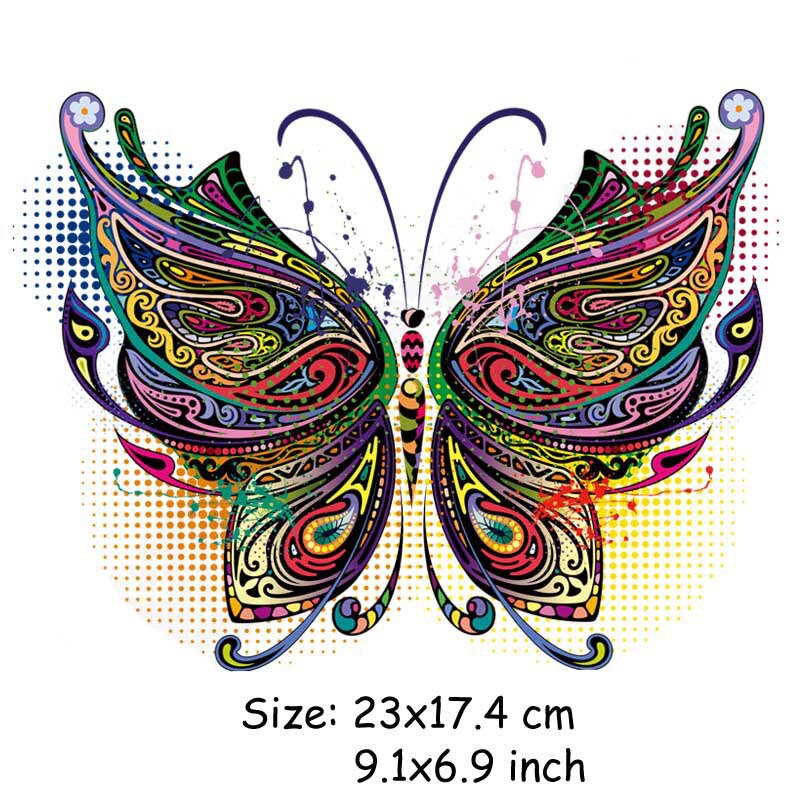 Geometrische bloemen kat vlinder warmteoverdracht strijkapplicaties voor jeans t-shirt kleding doe-het-zelf knutsel stickertoepassingen 47151: 2bt-47164