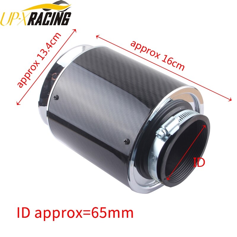 auto high Flow universal air Filter 60/65/70/75mm air Intake system carbon fiber filter mushroom head Cone Cold Air Intake: AF5006B-65