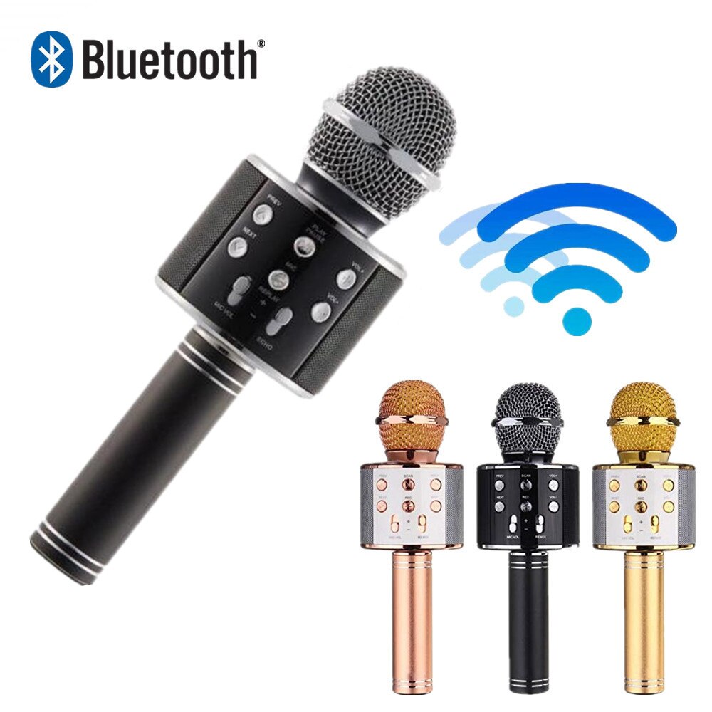 Draadloze bluetooth microfoon WS858 professionele condensator karaoke mic stand radio mikrofon studio opname studio WS 858
