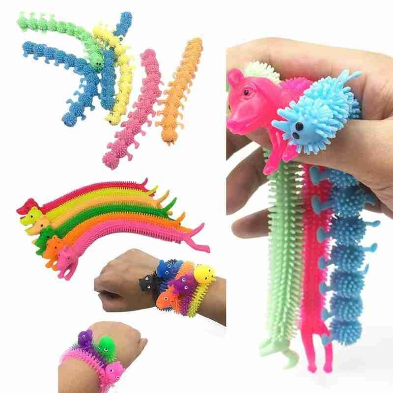 1pcs Elastic Caterpillars Stress Relief Toy Caterpillars Stretch Toy Kids Fidget Vent Toys Adult Decompression Tool Random Color