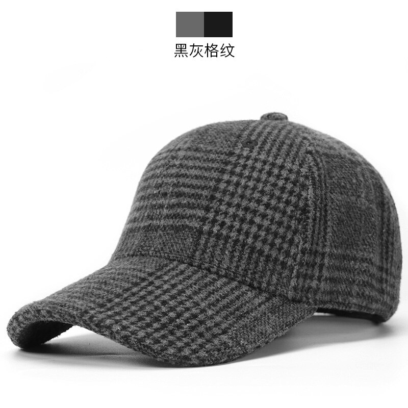 Women and Men Winter Outdoors Warm Felt Peaked Caps Dad Casual Thick Casquette Adult Plaid Wool Baseball Hats 55-62cm