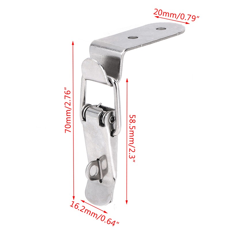 304 aço inoxidável trava trava para caixa de ferramentas, bloqueio trava Hasps, Metal Toggle Catch Fecho, Box Carregado Dobradiças, Acessórios de Hardware Móveis, 1PC: Prateado