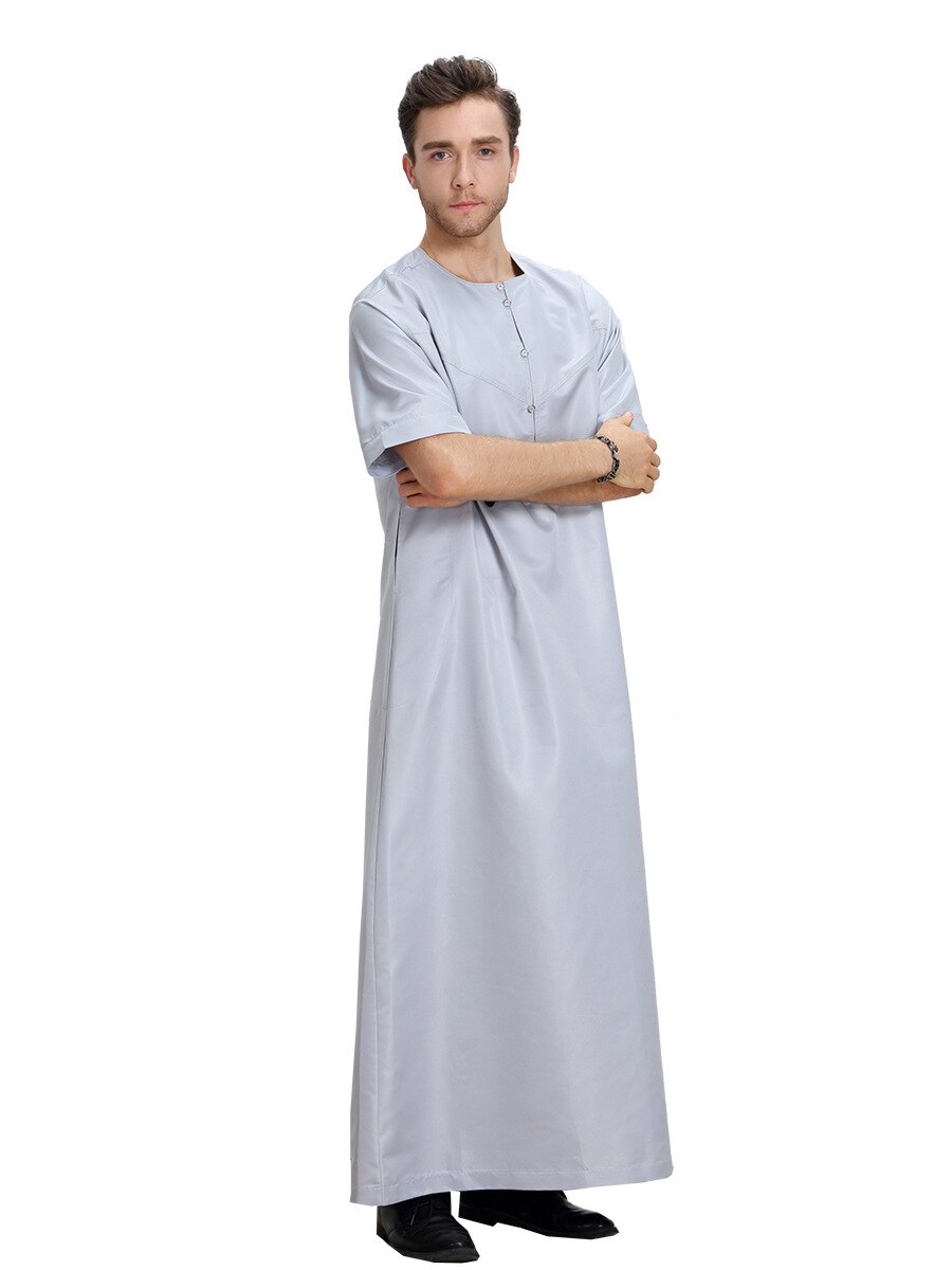 Moslim mannen arabische islamitische man zomer korte mouwen thobe voor mannen kaftan homme islamitische kleding abaya baju moslim pria cn -049