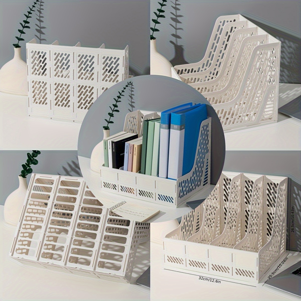 4 clasificadores de archivos de escritorio multicapa con material PP: organizador de documentos para material de oficina, estantería y soluciones de almacenamiento para estudiantes