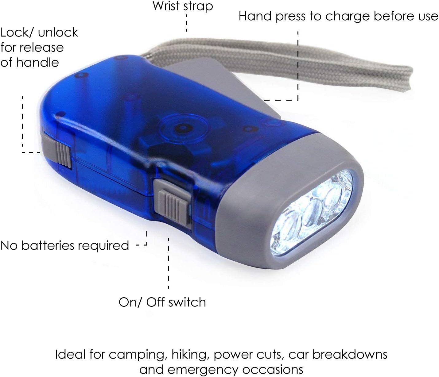 Tragbare Hand Drücken LED Nacht Taschenlampe Selbst-angetrieben Dynamo Kurbel Energie Wind hoch Manuelle Stromerzeugung Für Camping Reiten