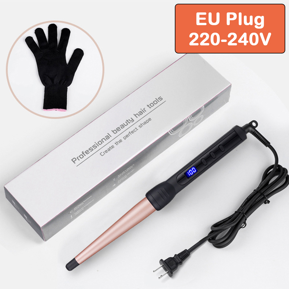 Haar Krultang Keramische Krultang Professionele Curling Haar Tools 1-1/2 Inch Kegel Elektrische Curling Wand Roller Snelle Warmte krulspelden: Rood