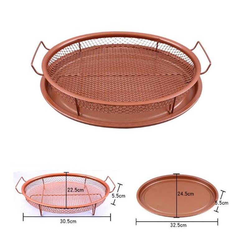 Mesh Baking Tray Non-Stick Round Baking Pan Chips Crisping Basket Microwave Oven Copper Baking Tray BBQ Tray Baking Tool