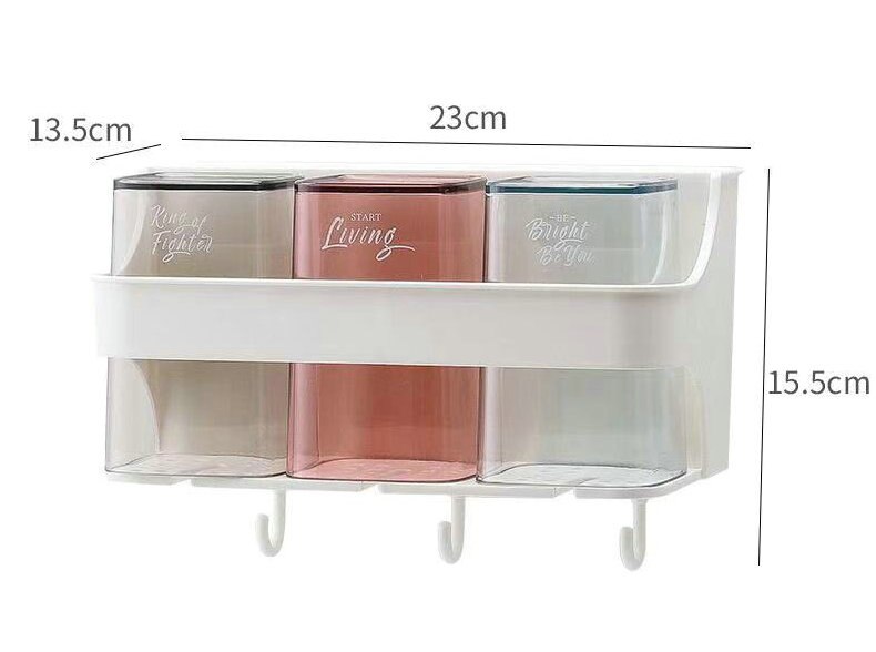 Punch-livre fixado na parede suporte de escova de dentes lavagem conjunto de copo da boca do banheiro copo escova de dentes do agregado familiar copo de creme dental squeezer rack