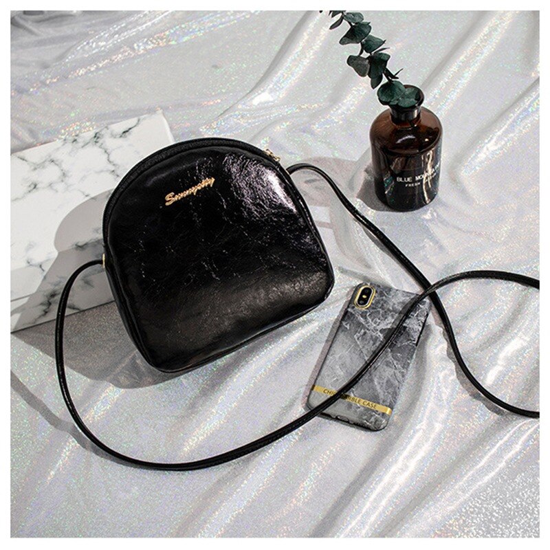 DONLEE QUEEN Shell Women Messenger Bags Cross Body Bag PU Leather Solid Vintage Mini Female Shoulder Casual Bag: Black