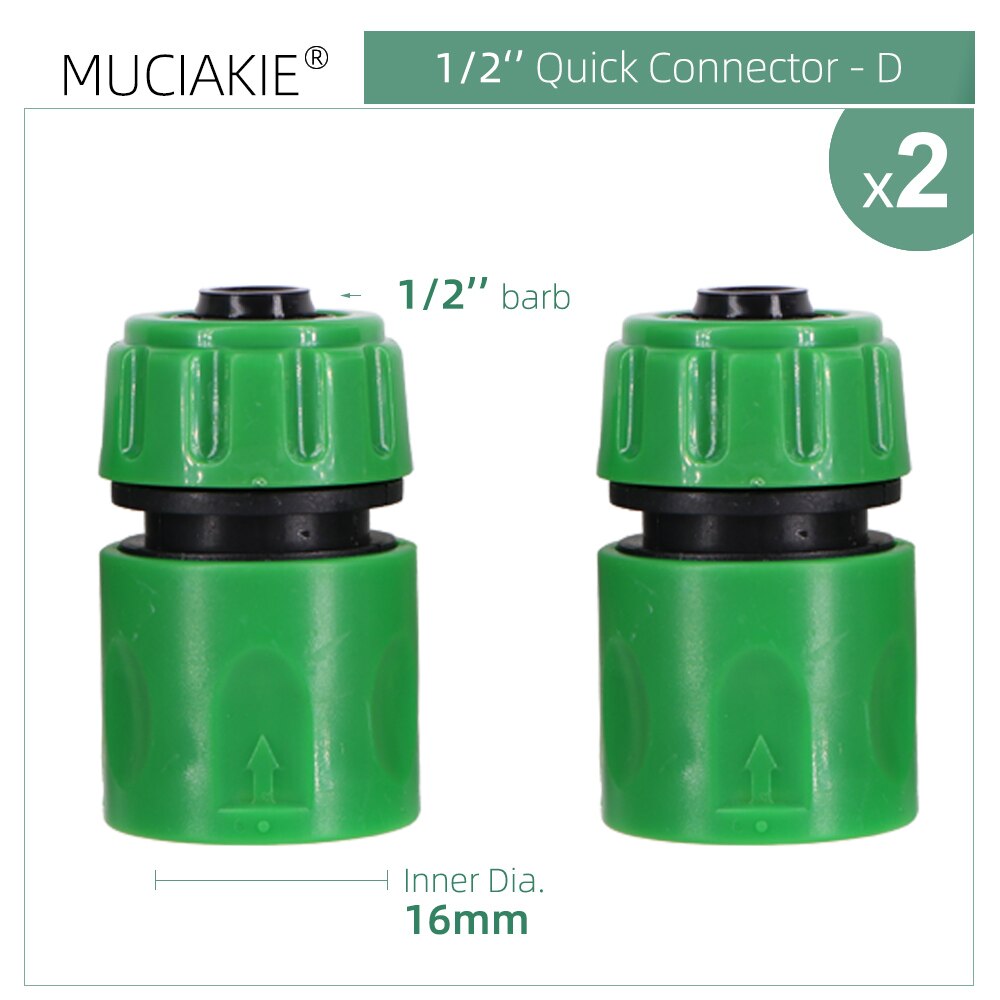Conector rápido de grifo de manguera de jardín, adaptador de acoplamiento de 1/8, 1/4, 1/2 y 3/4 pulgadas, Unión de tubo de ajuste de riego para el hogar, 2 uds.: D