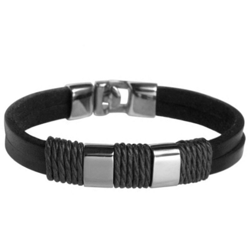 Lucky Vintage Mannen Lederen Armband Zwart/Bruin Charm Gevlochten Vrouwen Pulseira Masculina