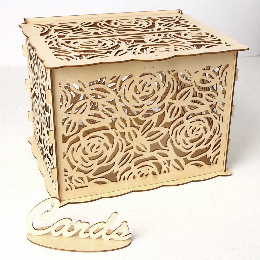DIY Holz Hochzeit Karte Kasten mit Schloss Karte Zeichen Rustikalen Hohl Karte Halfter Empfang Hochzeitstag Party Dekoration: Stil 6