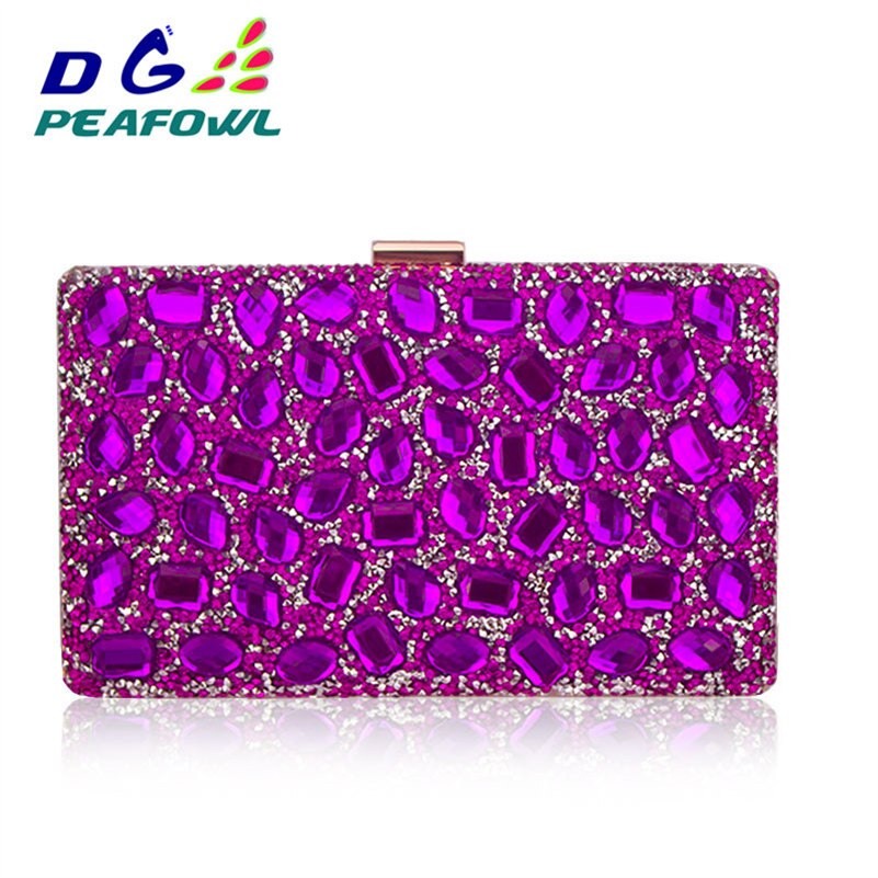 Crystal Opknoping Toilettas Vrouwen Clutch Portemonnees Goud Koppelingen Tassen Blauw Avondtasje Party Zilveren Bruiloft Clutch: purple