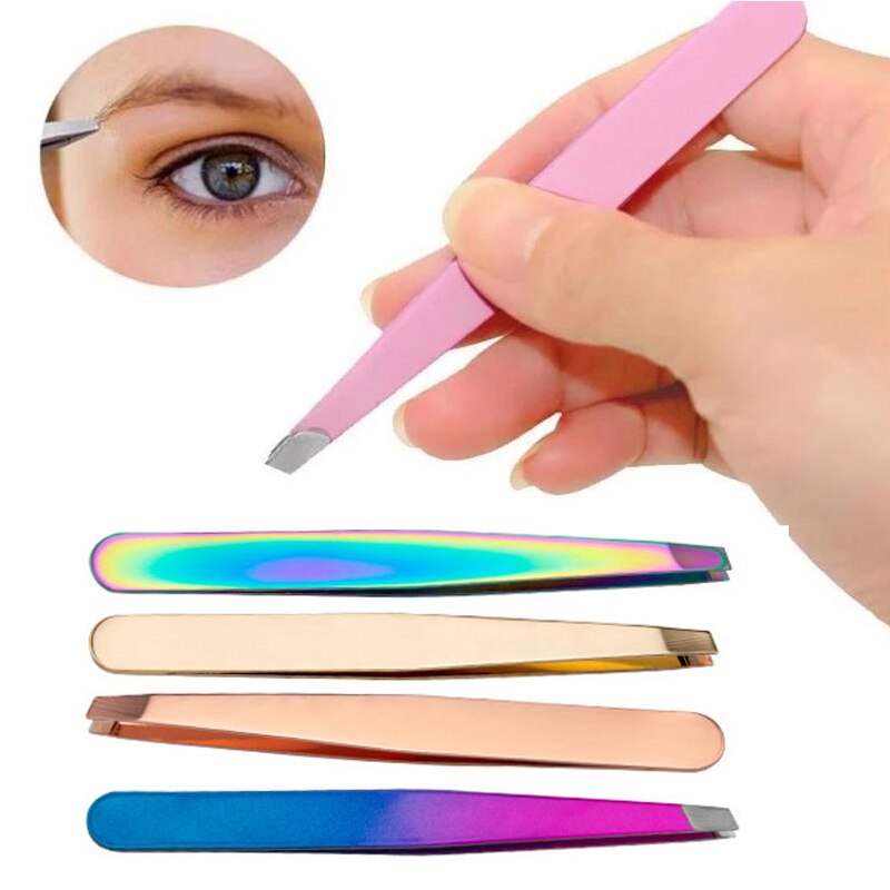 Wenkbrauw Pincet Schuine Rvs Ontharing Wenkbrauw Knijpen Tang Comedondrukker Multifunctionele Makeup Tools
