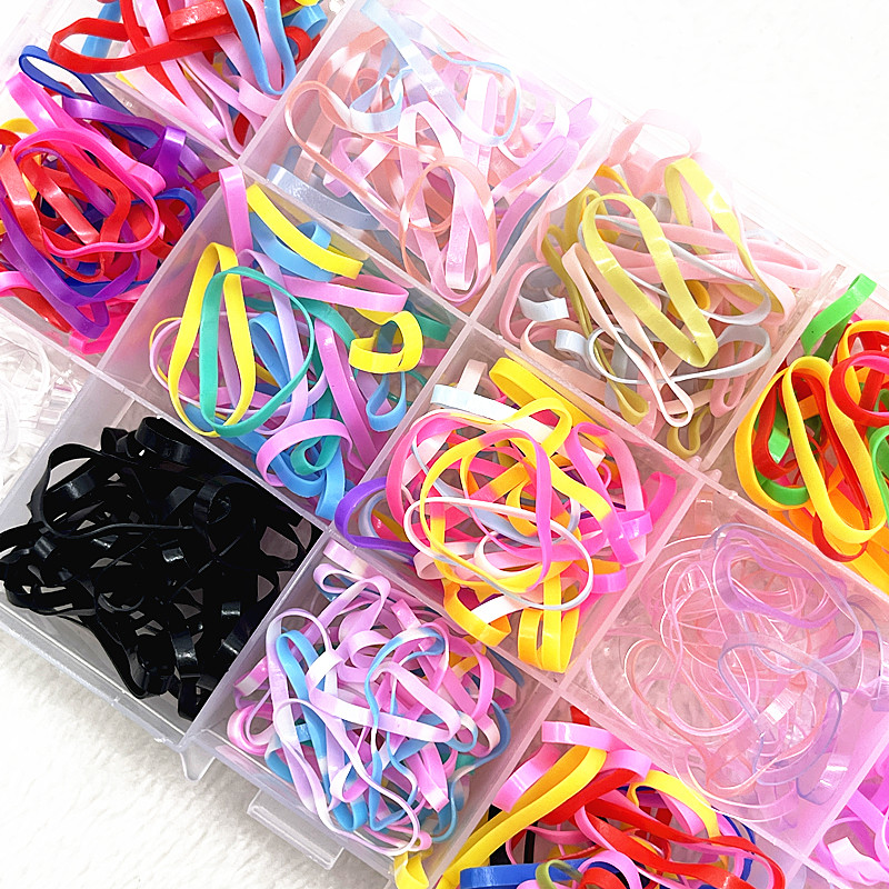 200pcs--1000pcs Colourful Rubber Ring Disposable Elastic Hair Bands Ponytail Holder Rubber Band Scrunchies Kids Hair Accessories