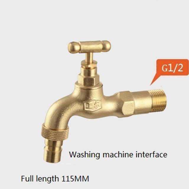 Wall Mount Brass Bibcock Washing Machine Tap Outdoor Garden Faucet With Lock Washing Machine Faucet car wash Faucet: P