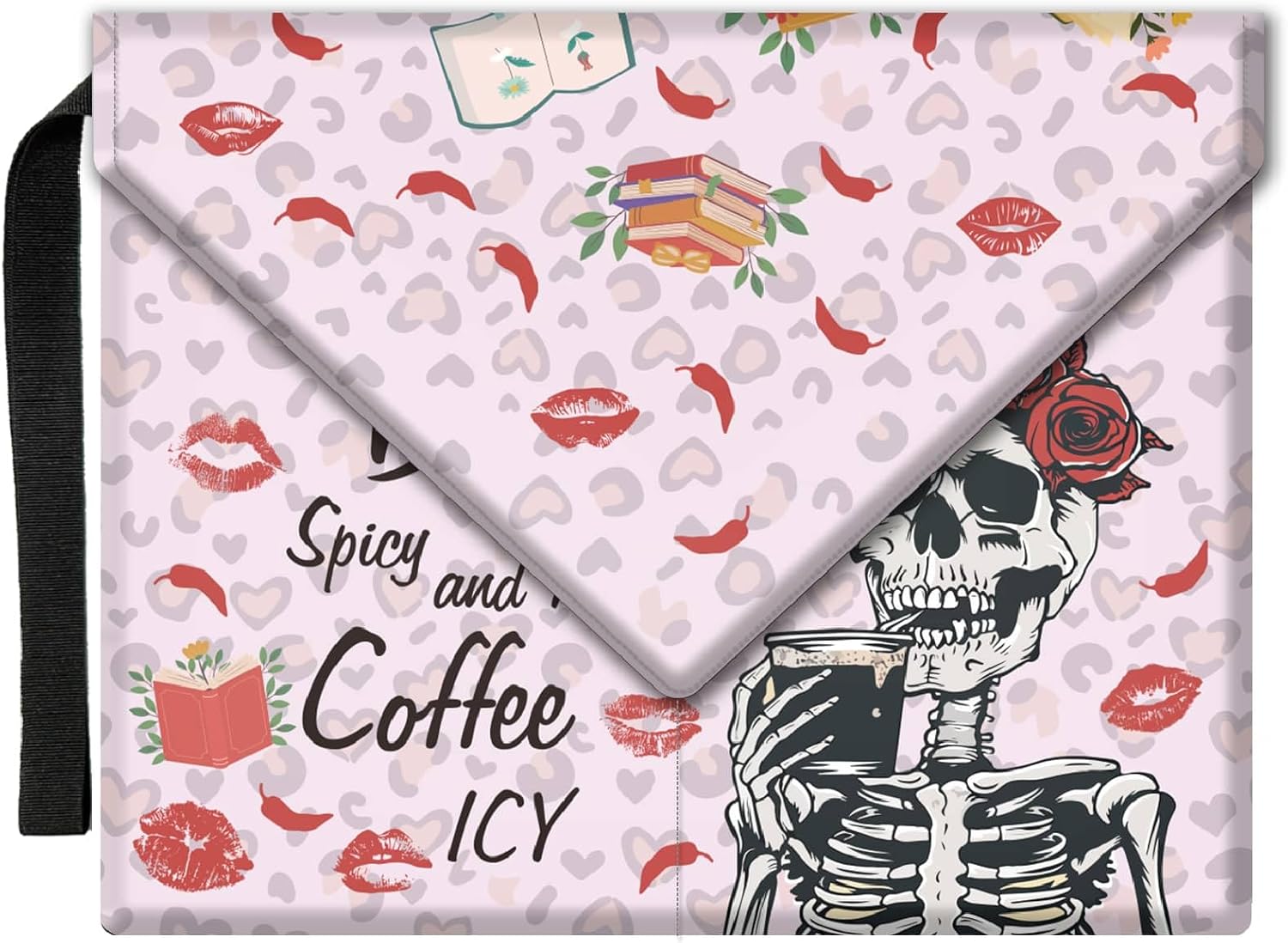 Skull Book Covers Pink Book Sleeve 11.6 X 9.3 Inch Book Protector for Paperbacks Washable Fabric Cloth Book Cover with Handle: Default Title