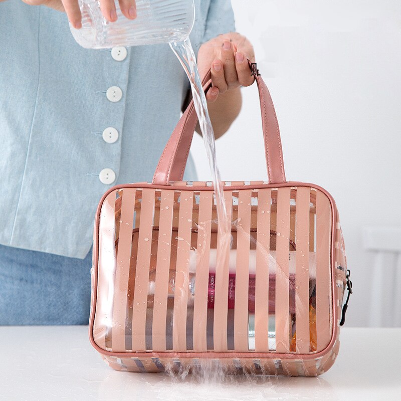 PVC Swimming Bag Transparent Handbags Strip Clear Beach Pool Swim Storage Bags For Women Tavel Waterproof Bag