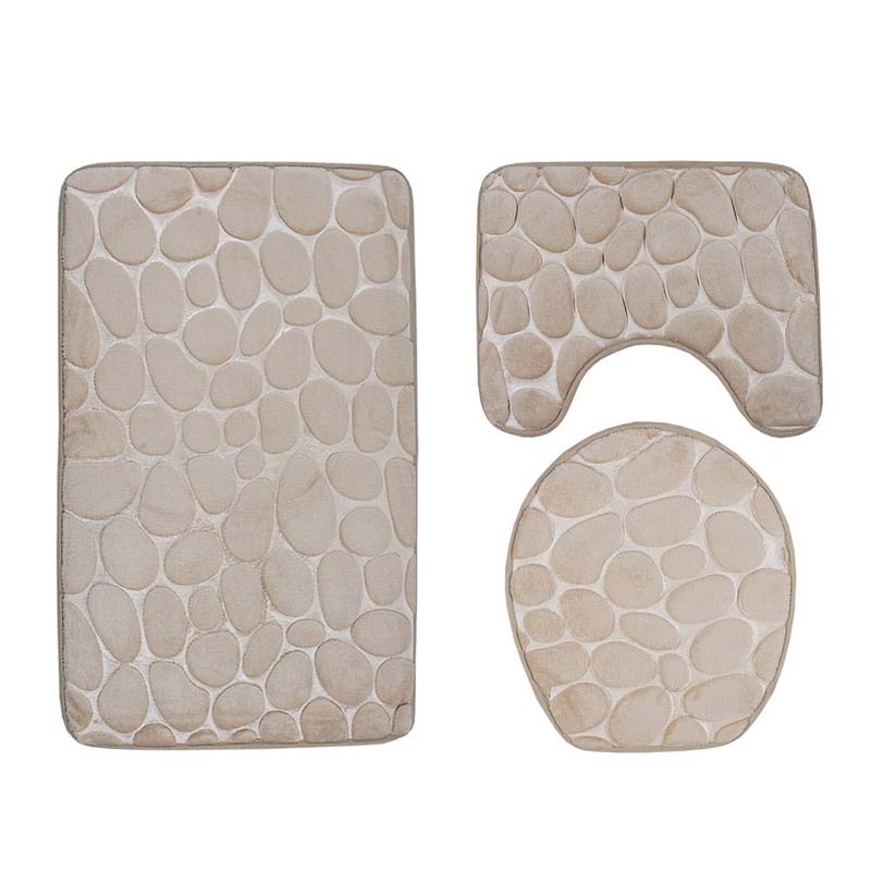 3pcs/set Bath Mat Set Flannel Anti-Slip Kitchen Rugs Bathroom Carpet U Shape Rug Toilet Cover Mat Washable Carpets Doormat