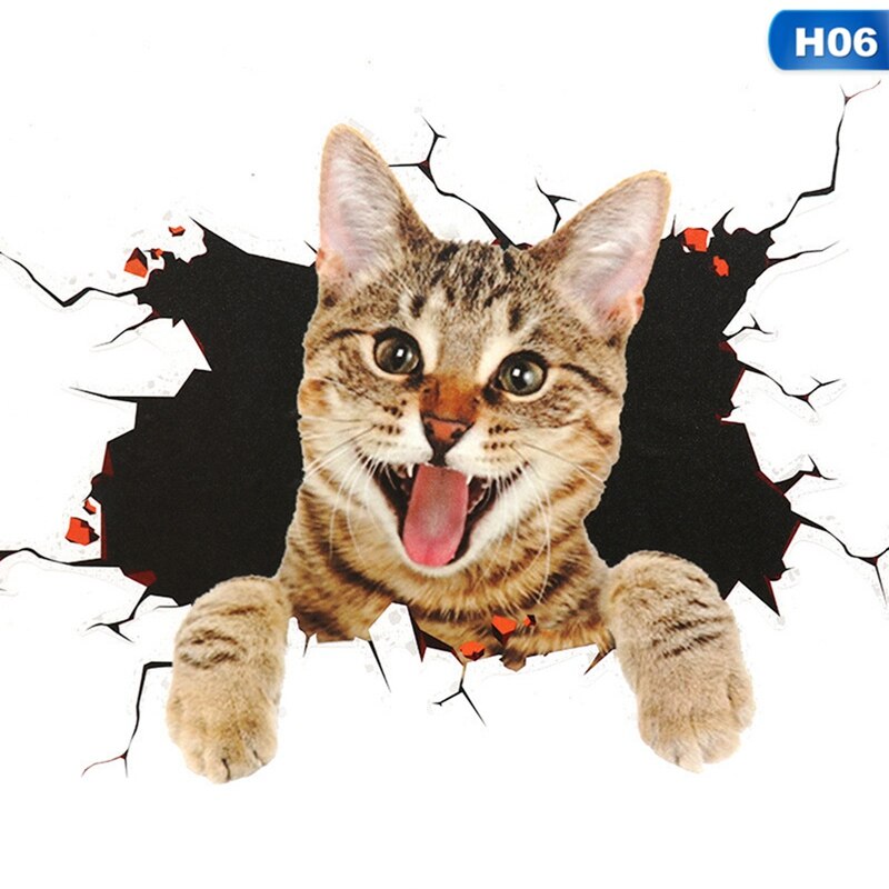 Pegatinas 3D para coche, Adhesivo de revestimiento 3D para gatos y perros grandes, adhesivo de gato para coche, pegatina de vinilo reflectante Animal, 1 Uds.: H06