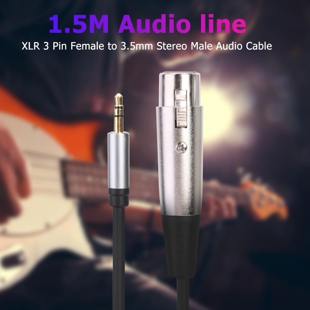 Xlr 3 Pin Female Naar 3.5Mm Trs 1/8Inch Audio Lijn Glad Verbinding Voorkomen Corrosie Mannelijke Stereo audio Adapter Verlengkabel