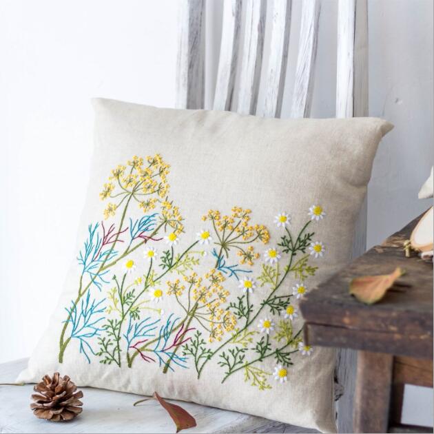 Broderi med pude lavendel og kamille europæisk broderi kit simpelt tredimensionelt broderi bånd kit broderi: B