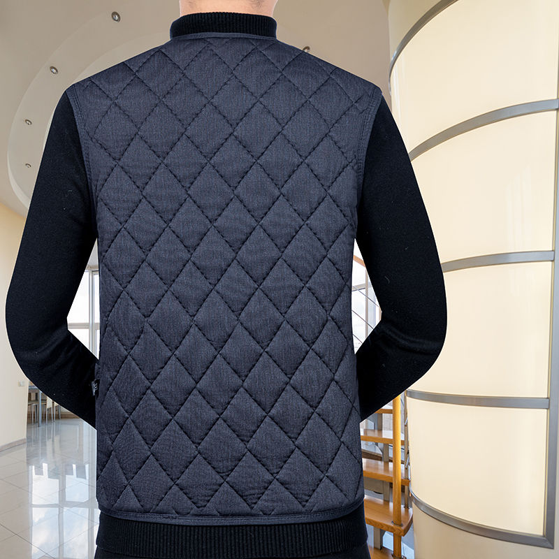 Otoño Invierno hombres espesar lana abrigos de algodón cálidos chalecos ropa de calle Casual ropa masculina chaquetas a cuadros sin mangas delgadas