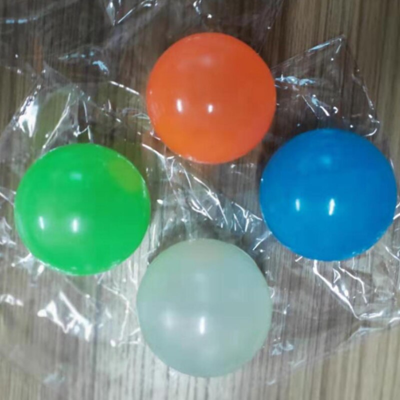 65mm Anti Stress Sticky Ball Squishy Glowing Globbles Fidget Toys Ceiling Ball Pit Glow Sticky Wall Balls Sensory Toys for Kids: 4PC 4.5cm