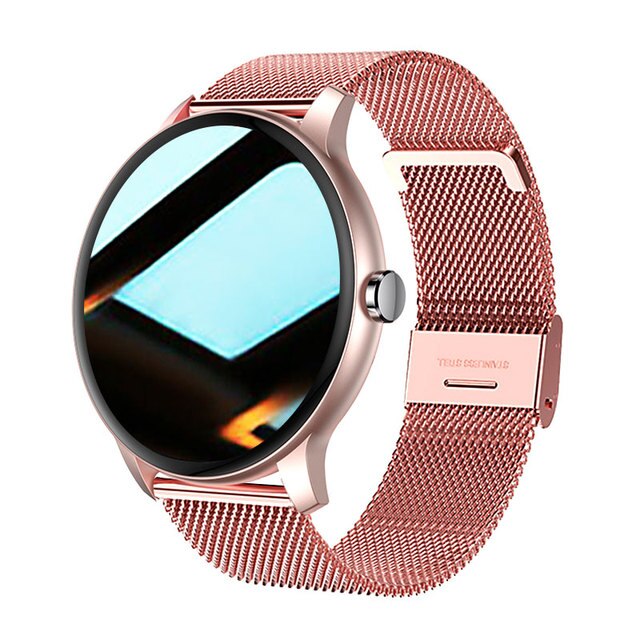 Sport Smart Watch For Women Men 1.3 inch Round Screen Supports Bluetooth Call Heart Rate Waterproof Xiaomi Official Store: Pink Steel Strip
