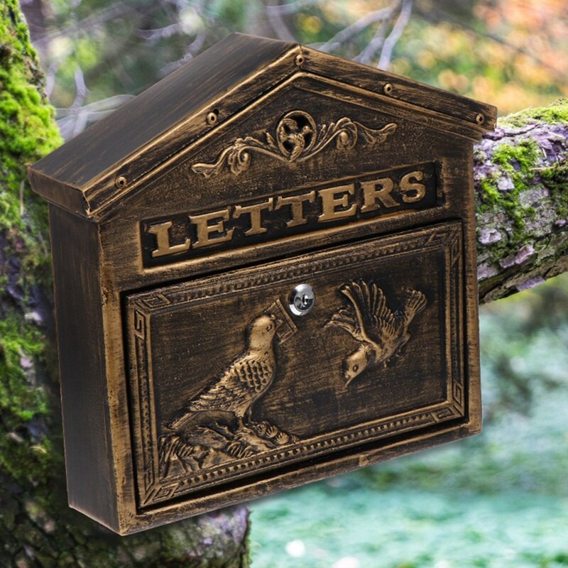 1Pc Retro Letter Container Home Mailbox Vintage Metal Mail Box Secure Letter Box