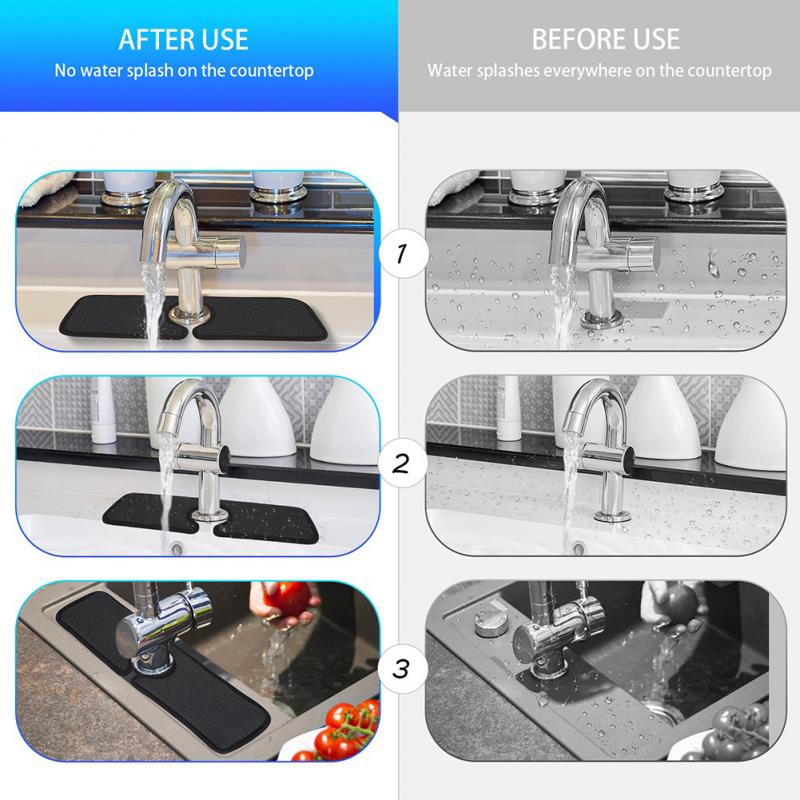 Faucet Splash Mat Sink Cleaning Cloths Kitchen Microfiber Faucet Absorbent Mat For Kitchen Bathroom RV Water Drying Catcher Pad