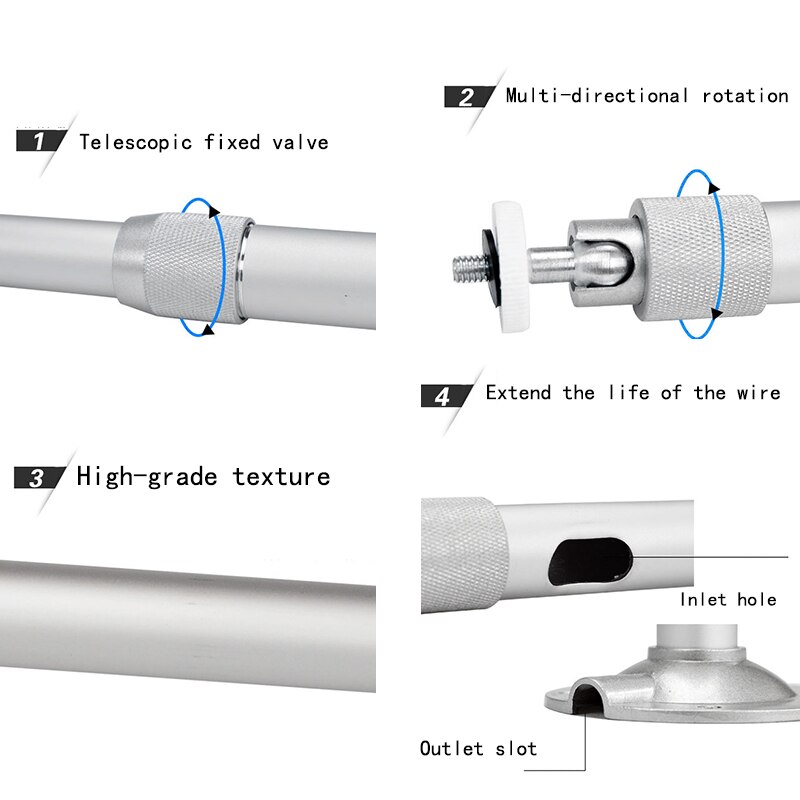 1PCs Retractable Extension Projector Bracket 360 Degree Adjustable Universal Ceiling Projector Metal Mount Stand For Projector