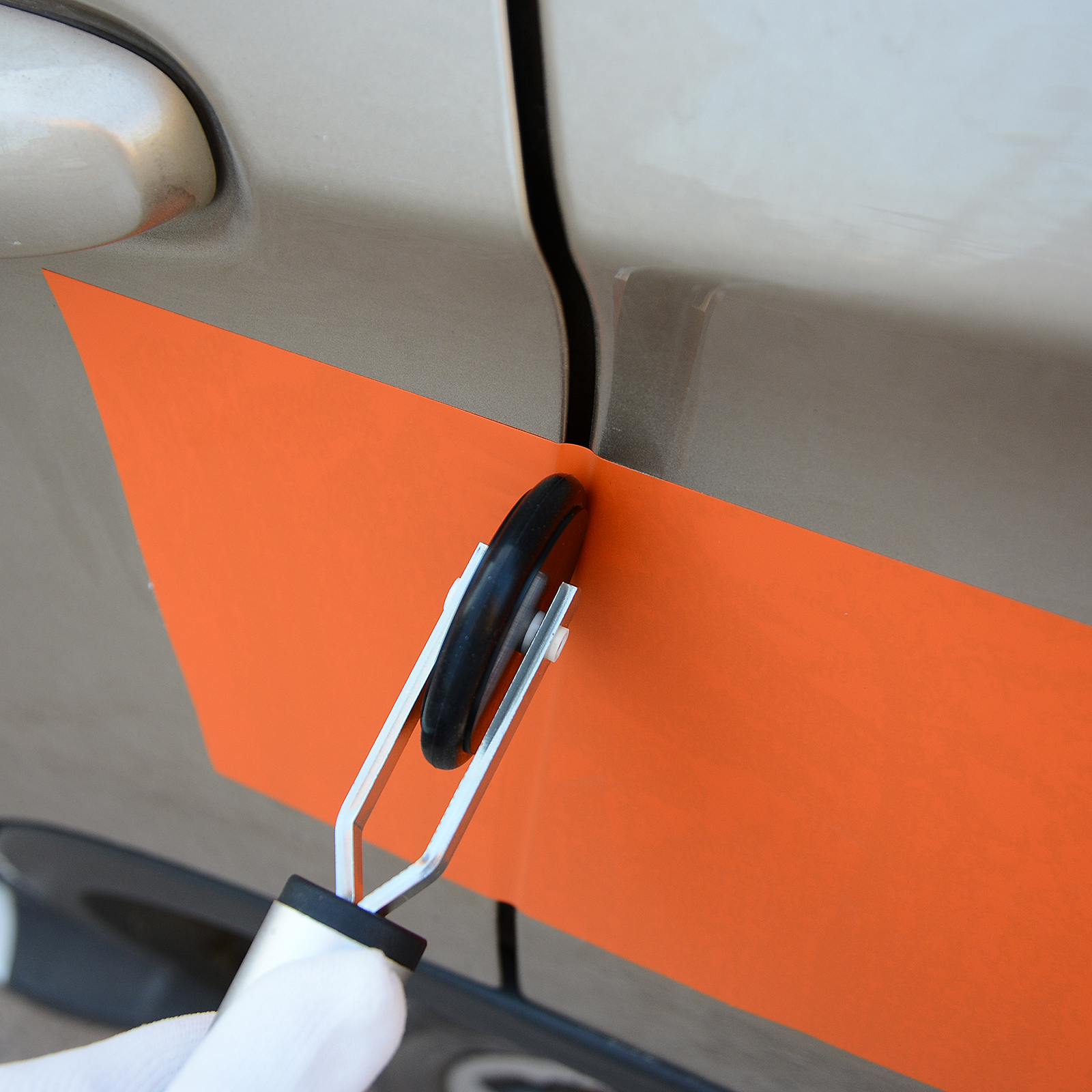 Escurridor de rodillo de envoltura de Película de vinilo de fibra de carbono FOSHIO para puerta automática, línea de cintura, canal de brecha, rodillo de tinte de Ventanilla de rueda de goma suave