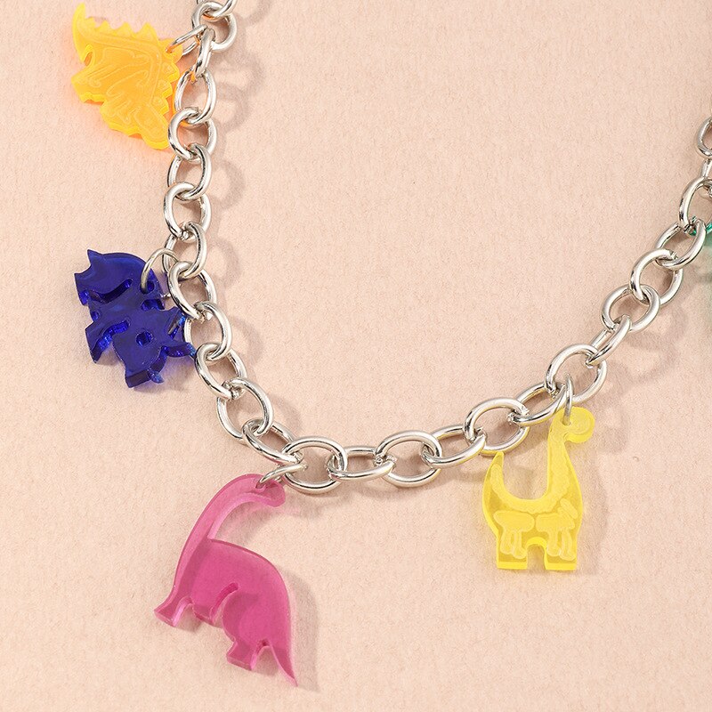 Dieren Dinosaurus Acryl Charmes Hanger Ketting Sieraden Voor Vrouwen Meisjes Party Verjaardag Sleutelbeen Keten Ketting Sieraden