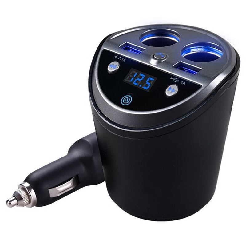 Bluetooth trådløs bil fm-sender  mp3- spiller kopholder håndfri bilsæt fm-radio dobbelt usb bil cigarettænder port