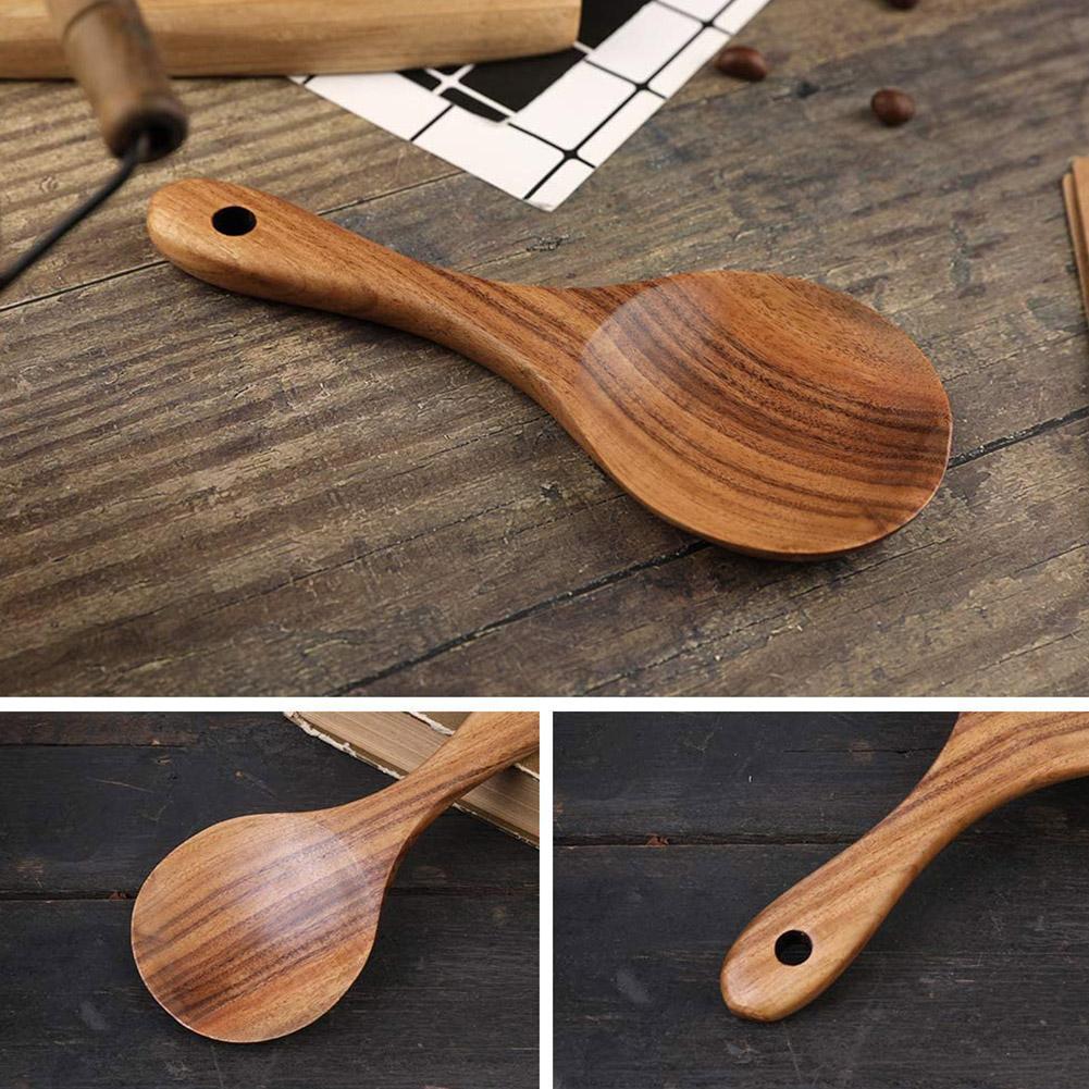 Cuchara de madera para arroz, pala para arroz, cocina de madera, cuchara grande, utensilios de madera, cucharón para servir, cucharón, vajilla, Kit S2C7, 1 ud.