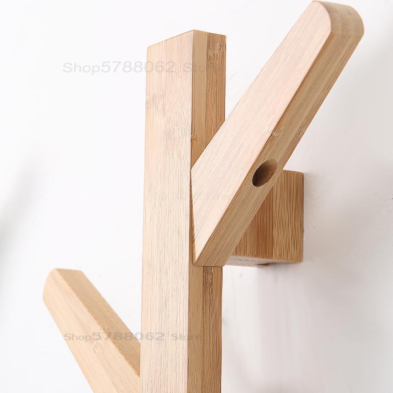 Tree Hanging Rack Bamboo Wall Mounted Hanger Hall Entrance Decoration Hat Coat Rack Wall Deco