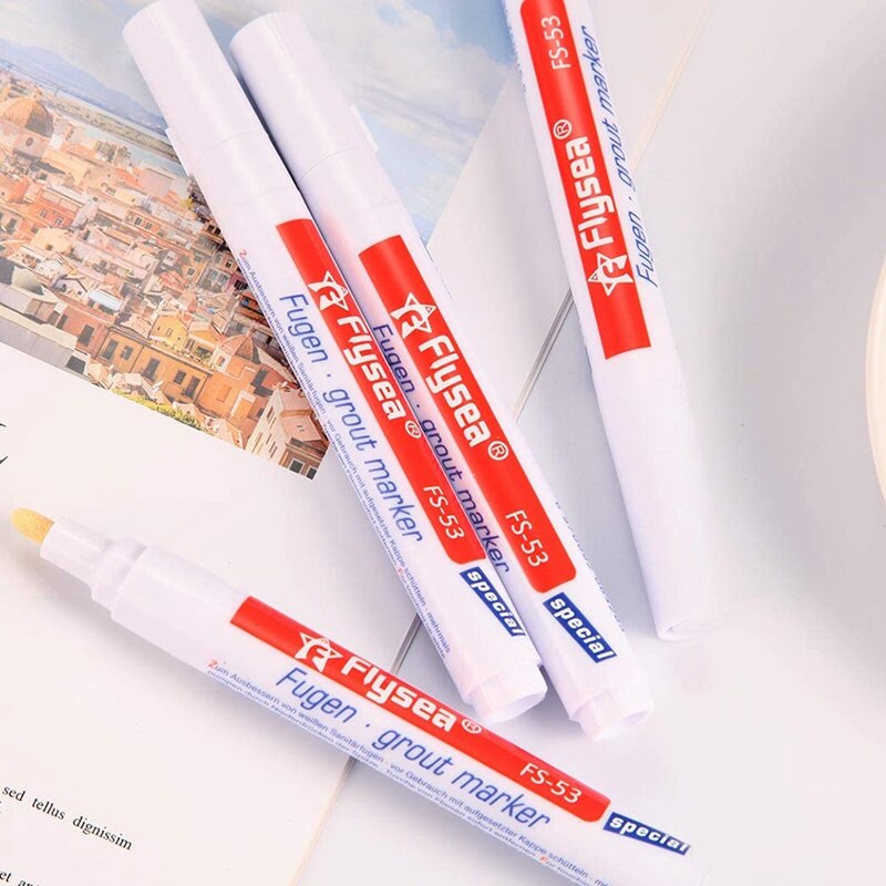 8Pcs White Grout Pen Grout Reviver Pen Grout Restore Marker with 8Pcs Replacement Nib Tips for Tile Grout Wall Floor
