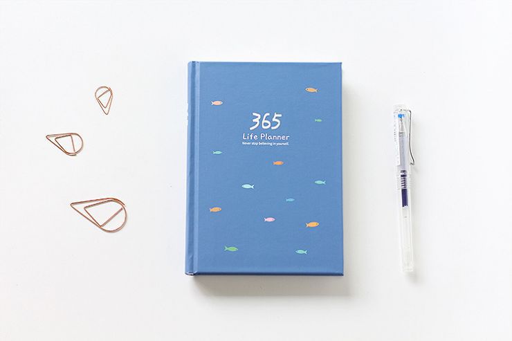 365 Agenda Lijst Dagboek Notebook Kleurrijke Illustratie Innerlijke Pagina Notepad Daily Planner Jaarlijks Agenda School Office Stationry: Blauw