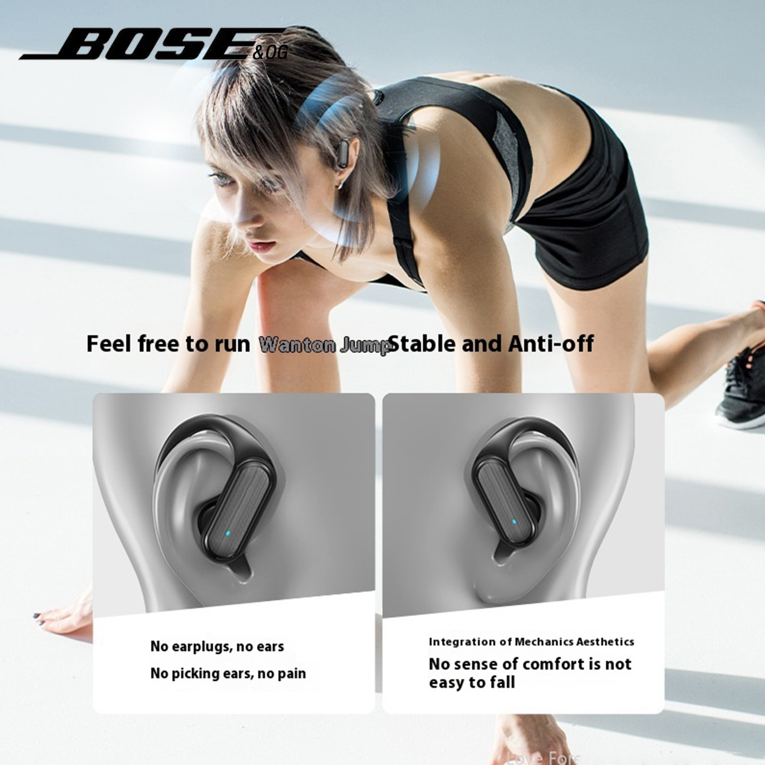 BOSE&OG A520 TWS Bluetooth-oortelefoon Draadloze HiFi-oortelefoonhaak, Sport, hardlopen, gamen, oortelefoon, waterdicht, handig
