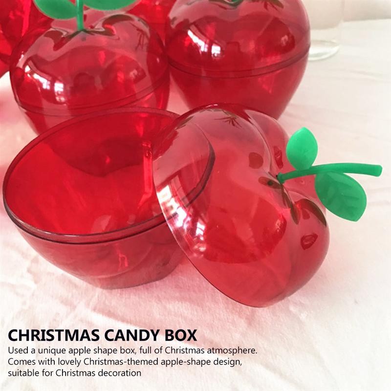 12pcs Christmas Plastic Apple-Shaped Chocolate Candy Boxes Storage Container Party Box YAER Party Decoration(Red)