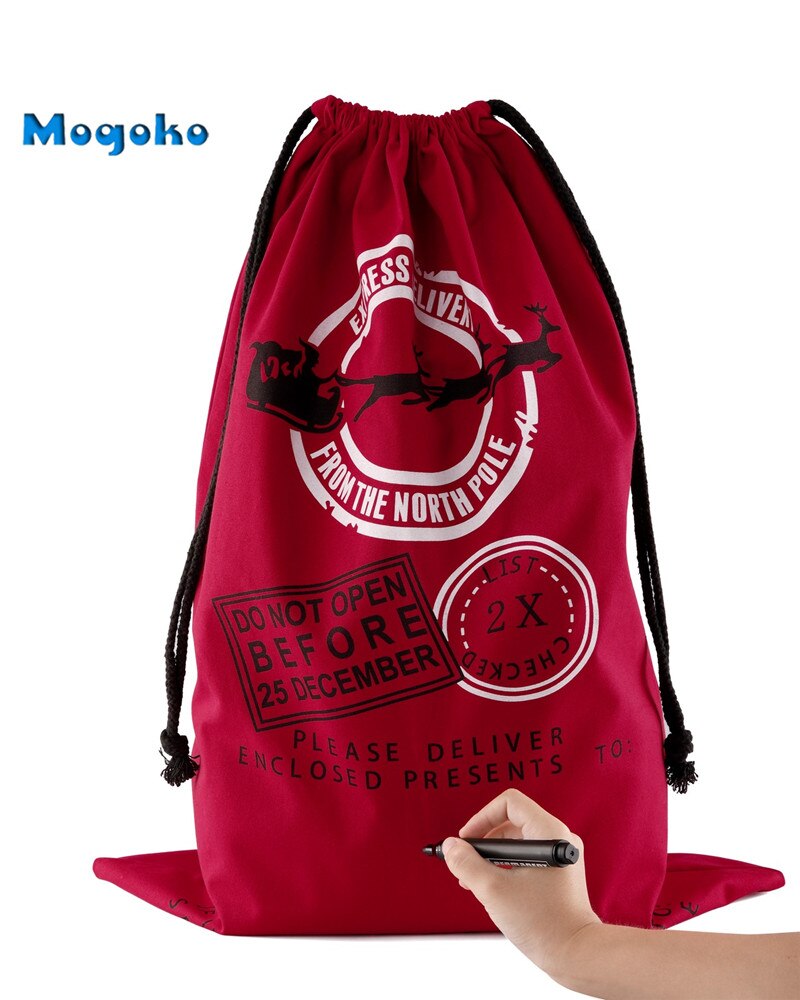 Sunligoo kerstzakken met trekkoorden canvas grote vrolijke kerst snoepzakken inpakzak: Patroon 4