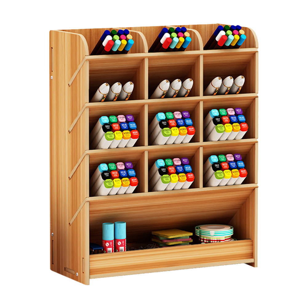 DIY organizador para escritorio de oficina almacenamiento multifunción gran capacidad hogar partes separadas soporte de madera para bolígrafo Rack con cajón estudio