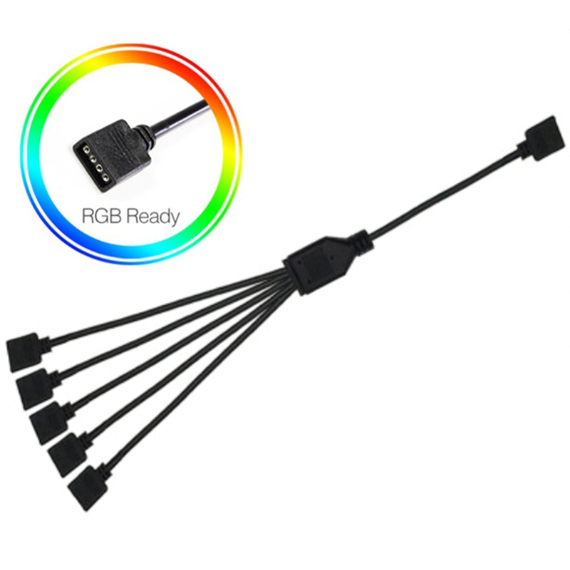 SATA 12V 4Pin RGB AURA 3 Button Controller With 5 Splitter Hub Adapter Cable For RGB Strip Lighting Fan Cooler