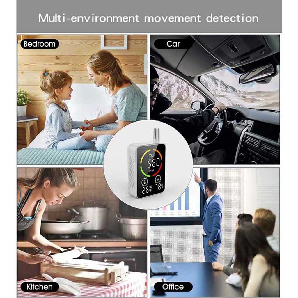 Carbon Dioxide CO2 Detector Monitor Meter Tester Sensor Temperature Humidity Indoor NDIR Air IAQ Portable