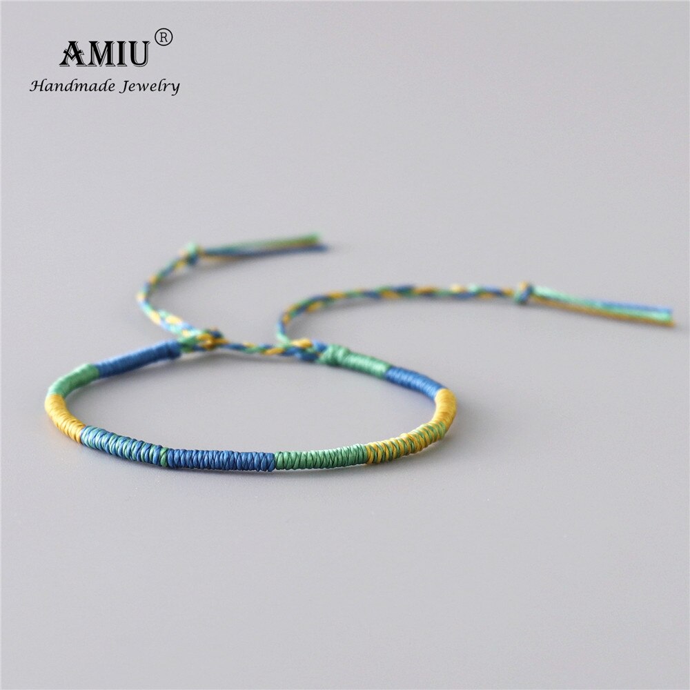 AMIU Handmade Waterproof Woven Wax Thread Wrap Bracelet Simple Rope Knot Bracelet Macrame Bracelet for Men and Women: 4